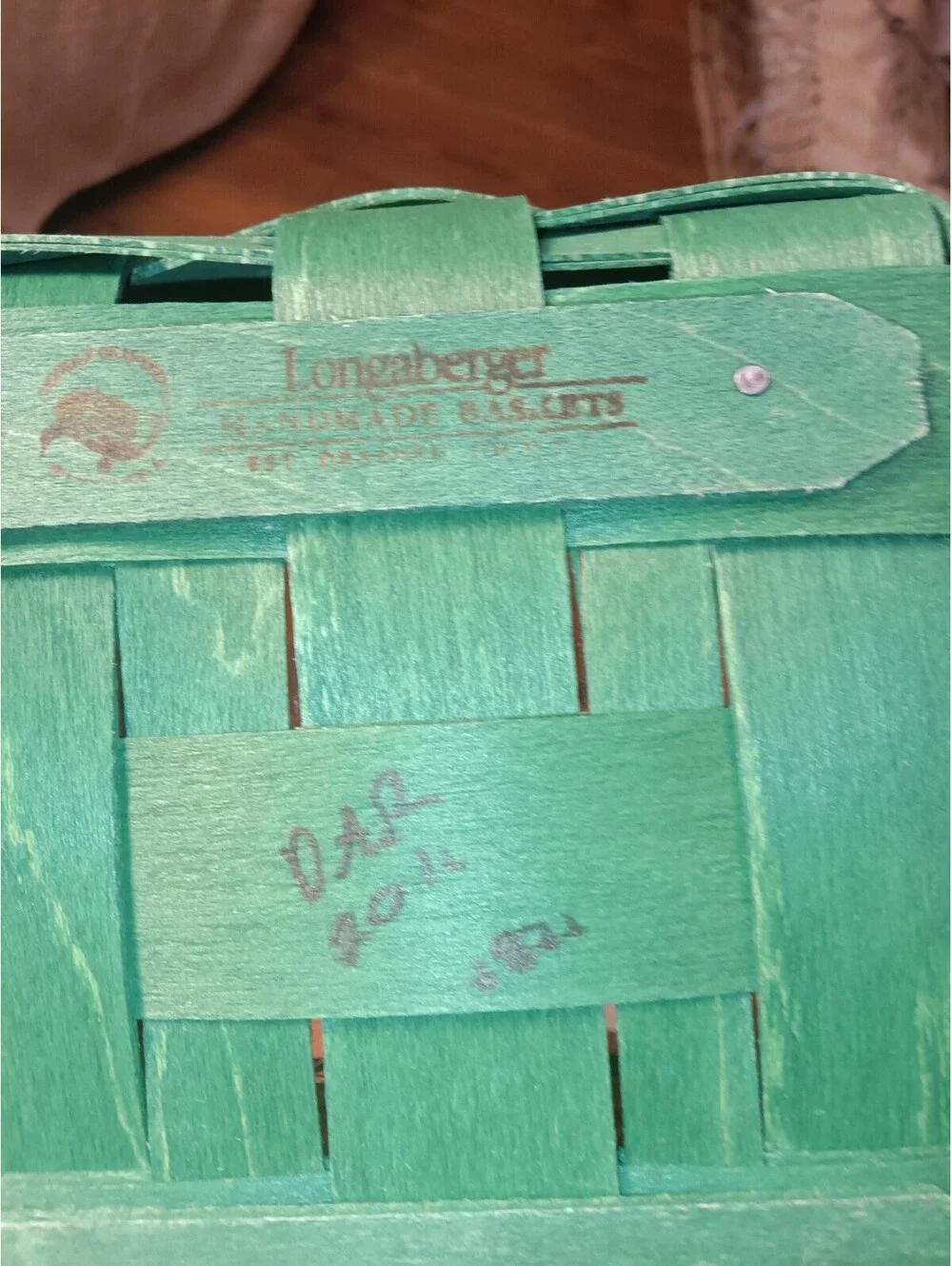 Longaberger 2011 Christmas Box Basket Shamrock Green Lid Ornament MINT